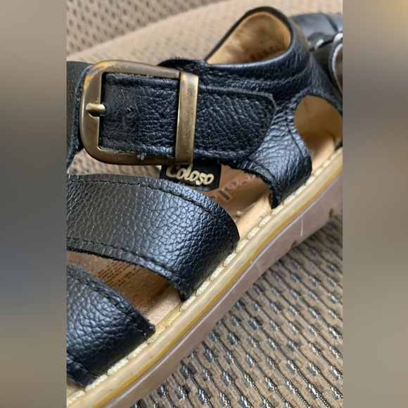 Children’s Coloso Black Leather Sandals - Picture 3 of 11